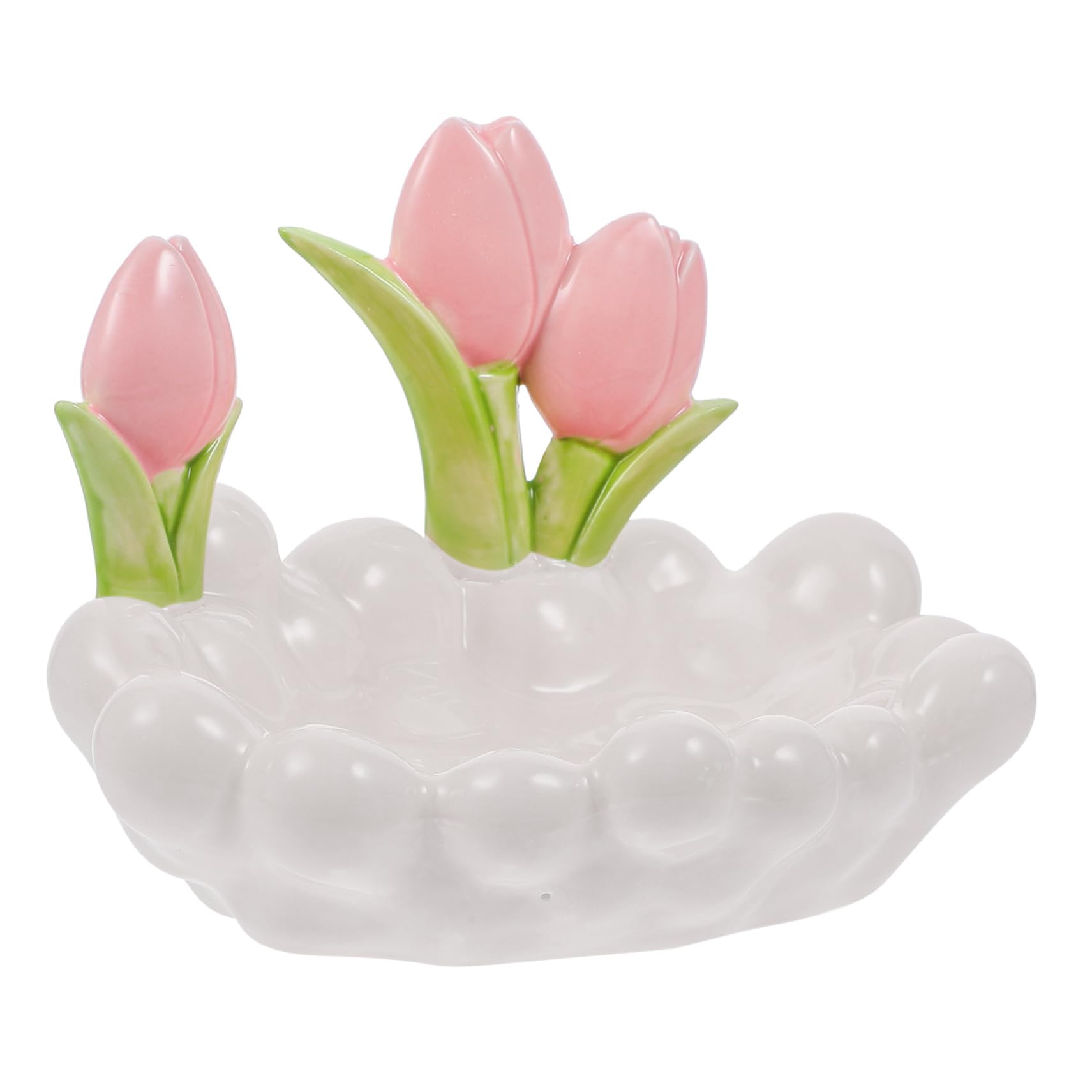 Amosfun Keramik Schmuckschale Tulpe Weiß für Schlüsselablage