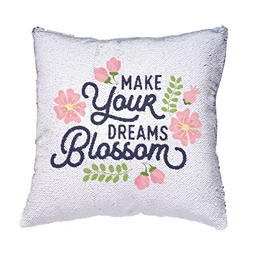 Coussin housse sequin turquoise de qualité supérieure avec message brodé