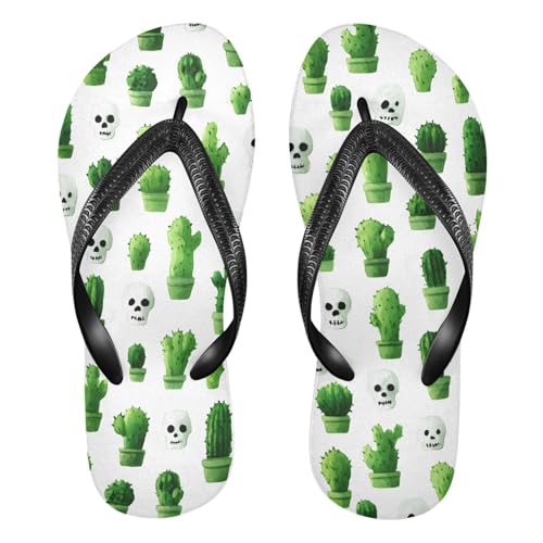 Flip Flop Sandals Skull and Cactus Print for Women Men Beach Outdoor XS