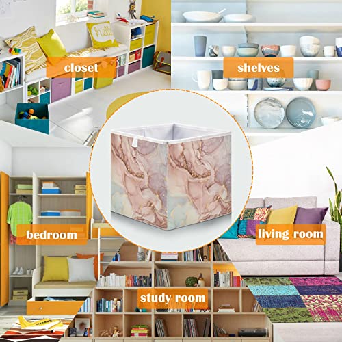 Kigai Rose Gold Marble Cube Storage Bin Collapsible Nursery Storage Toys Box Bin For Home Closet Shelf Office Bedroom, 11 X 11 X 11 Inch #TOP5