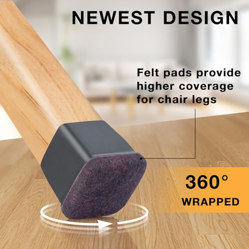 Image of 16-Pcs Square Silicone Chair Leg Floor Protectors, Thick & Durable | Protect Hardwood Floors from Scratches & Noise, Fit Dining Table & Bar Stool Legs (Fits 3 /5 inch to 7 /10 inch)