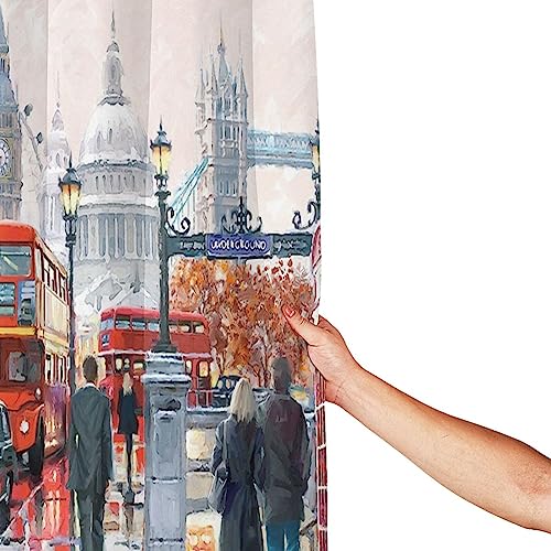 Rideau de douche imprimé Londres TOMPPY en polyester imperméable - 5