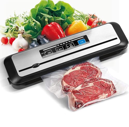 INKBIRD Vacuum Sealer Machine INK-VS01 80kPa One-Touch Automatic Sealing Machine for Food Preservation Storage Preserving Moist/Dry Foods Packer with Built-in Cutter & BPA-Free Bags