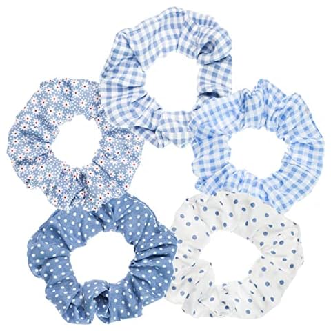 LOOKSEVEN Blue Plaid Bandana Scrunchies Set Cover