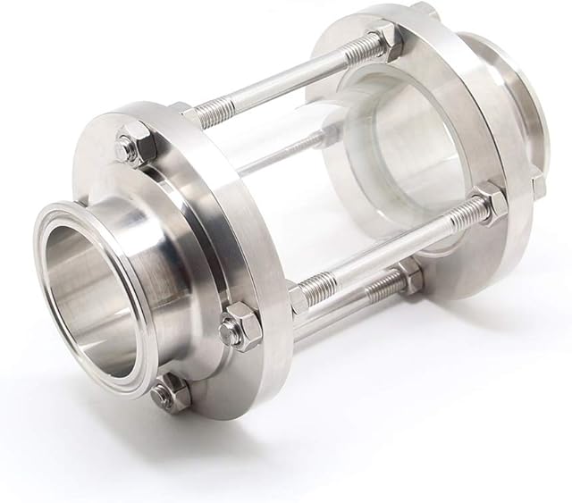 QiiMii 2" SS304 in-Line Sight Glass with Clamp End, Flow Sanitary Straight Sight Glass Tri-clamp