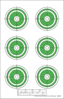 Red Dot Optics Style 6: Six 4' Bullseyes by EZ2C Targets | Paper Targets | High Visibility Firearms and Rifles Target 11" x 17"