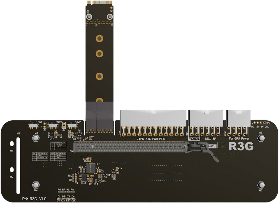JMT M.2 M Key NVMe External Graphics Card Stand Bracket 32Gbs Full Speed with PCIe 3.0 x4 Riser Cable for Graphics Card 1660 Above (50CM R43SG)