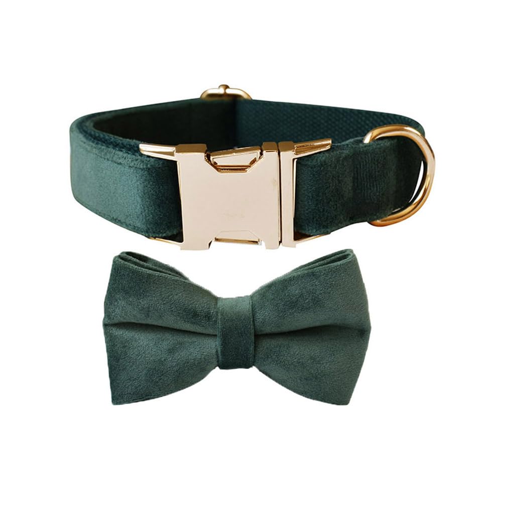 TANXIC Dog Collar with Bow Tie, Soft Velvet Bowtie Dog Collar with Metal Buckle Adjustable for Small Medium Large Boy and Girl Dogs and Cats for Daily