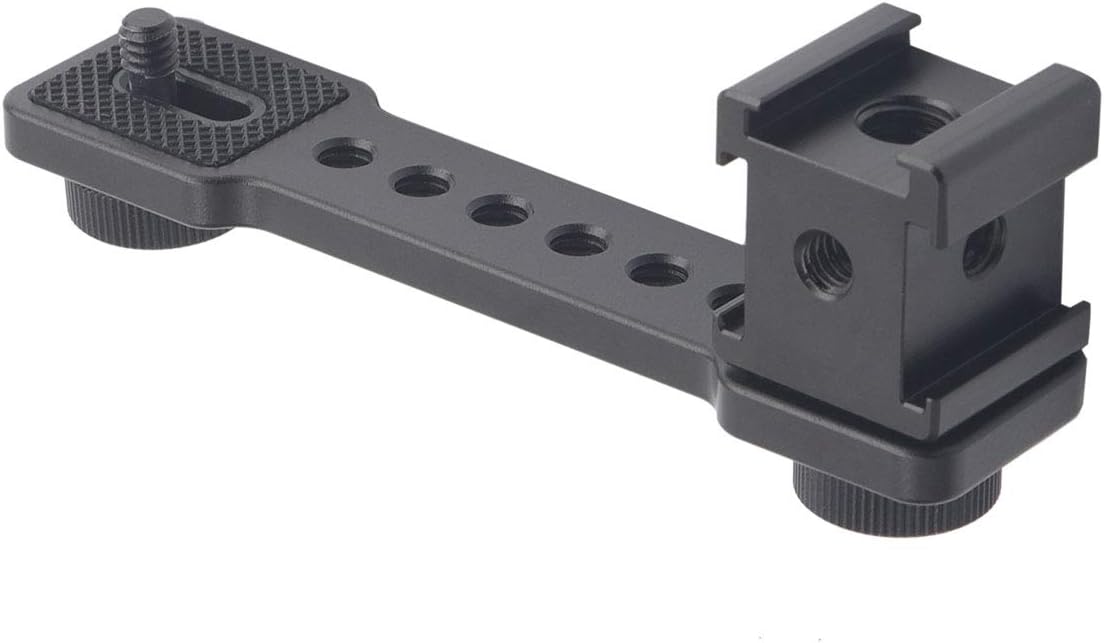 2X Triple Cold Shoe Mount Universal Extension Bracket Holder Adapter For Led Video Light Dslr Phone Gimbal Stabilizer