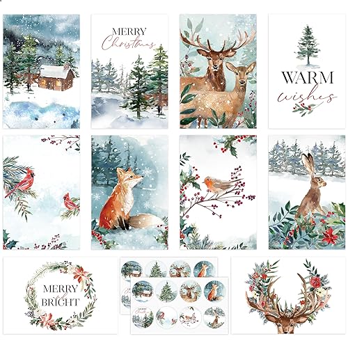 Tarjetas de Navidad hermosas con sobres y calcomanías para felicitar a tus seres queridos