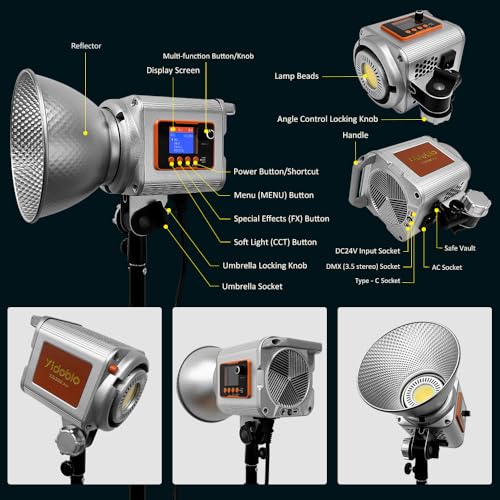 Lampe vidéo LED pour studio photo et tournage vidéo YouTube argentée
