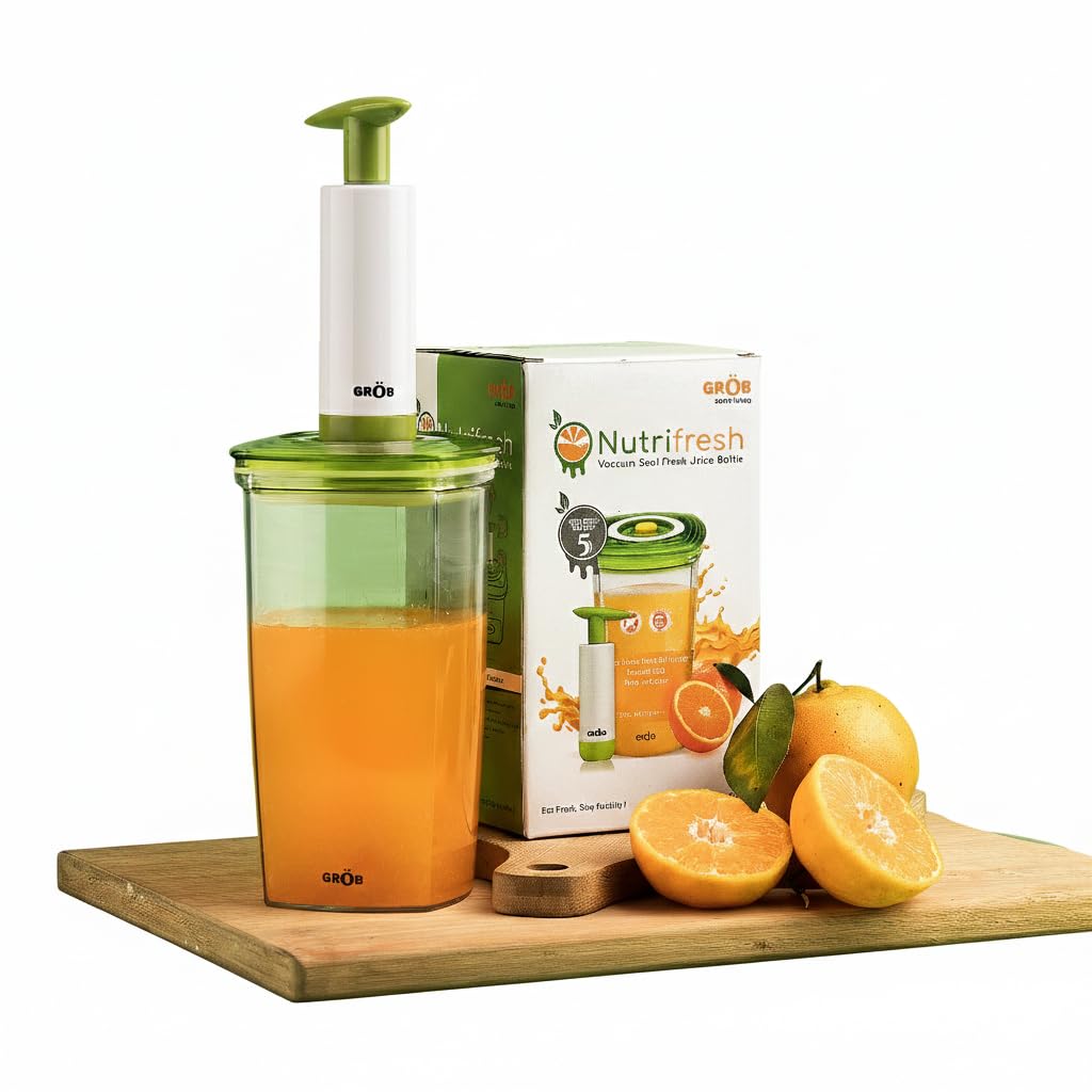 Nutrifresh Storage Juice Jar with Vacuum Pump | Vacuuming Storage Jar & Pump | Food preservation storage jar with Date Reminder on Lid | Smart Living Product