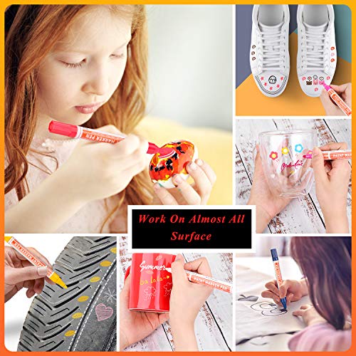 Paint Pens for Rocks, 32 Vibrant Colors Paint Markers Kit for Glass, Stone, Wood, Fabric, Metal, Ceramic, Rock & More, Medium Point, Oil Based Paint Marker, Quick-Dry, Great Back to School Gift Idea - Thumbnail 5
