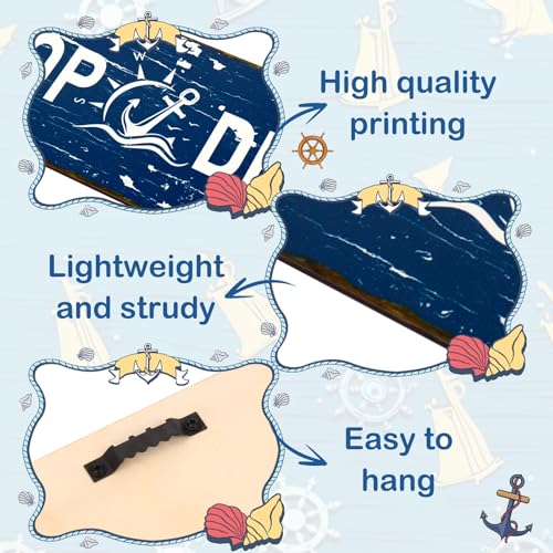 Bnesi Nautical Decor Poop Deck Sign Wall Art Rustic Wood Bathroom Wall Decor Coastal Beach Themed Room Decor Funny Gifts (style 1) - Image 4