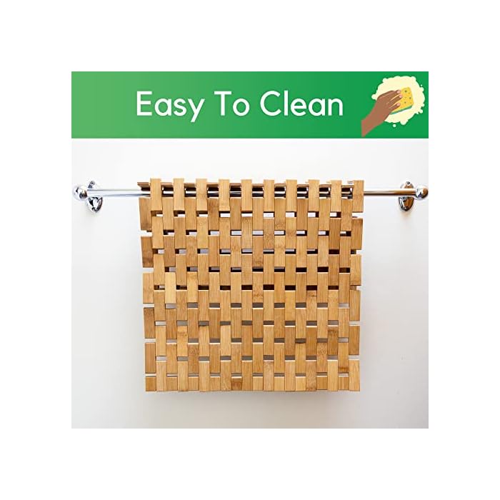 The Bath Tree Bamboo Bath Mat for Shower, Upgraded Rubber Grip Pads