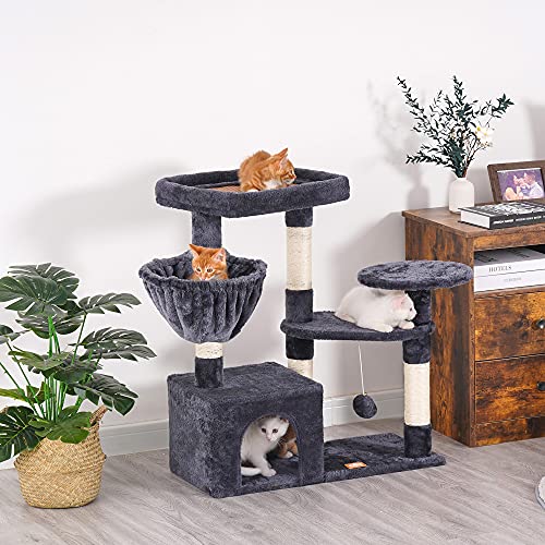 Heybly-Cat-Tree-Cat-Tower-Condo-with-Sisal-Covered-Scratching-Posts-and-Cooling-mat-for-Kitten-Smoky-Gray-HCT001SG