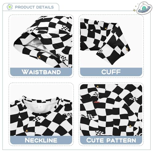 JUNZAN Racing Event Checkered Flag Black Big Boys Sweatshirts Hoodies Crewneck Outerwear for Kids Party 4T3