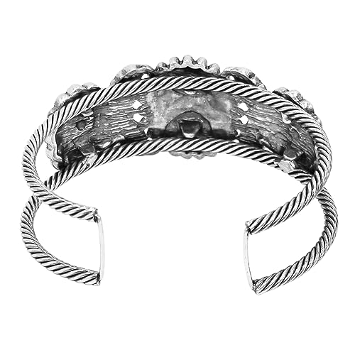 Rosemarie & Jubalee Women's Cowgirl Chic Western Style Burnished Silver Tone Conchos On Open Cuff Bracelet, 7" (Twisted Silver Tone Band)4