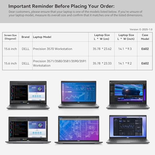 Image of Smatree 15.6 inch Laptop Sleeve for DELL Inspiron 15 /Vostro 15 3520 /3530 /3535,Latitude 5550 /5540 /3540 /3550,Precision 3570 /3581 /3571 /3580 /3591 /3590,Pro 15 Essential Laptop PV15250 /PV15255 Case (E602)