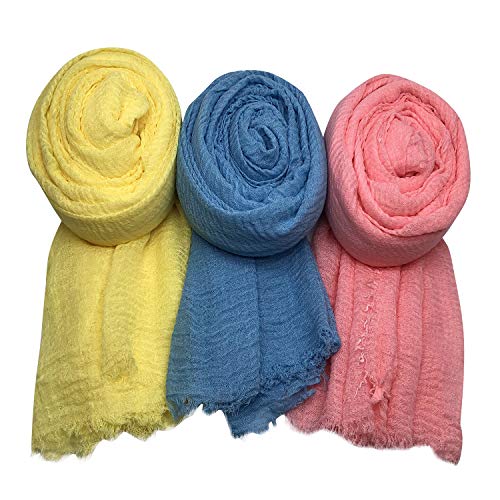 MANSHU 3PCS Women Soft Scarf Shawl Long Scarf, Scarf and Wrap, Big Head Scarf E