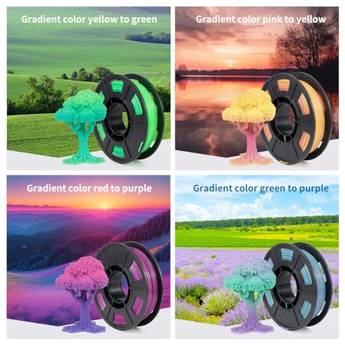 Image of IEMAI 250g Translucent PETG Filament 1.75mm Bundle, Multicolor Gradient PETG 3D Printer Filament 250g Spool 4 Rolls(Total 1kg) for Lampshades Artwork & Home Decor