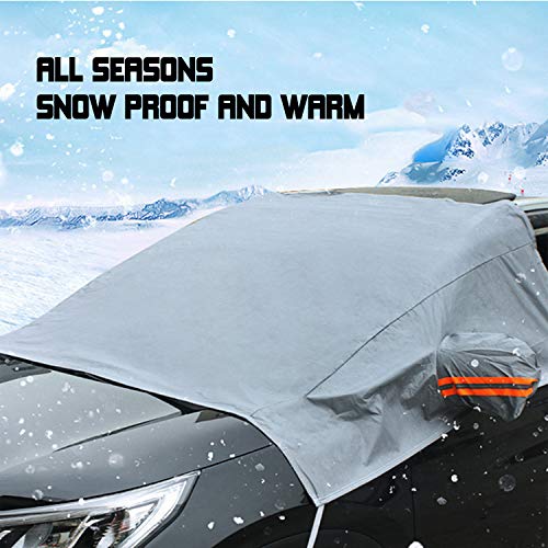 TYFYB Car Windshield Snow Cover for Car Front Windscreen Ice Cover Protector Waterproof Car Windshield Sun Shade Half Car Cover with Hook and Straps Fit Most Car, SUV 85
