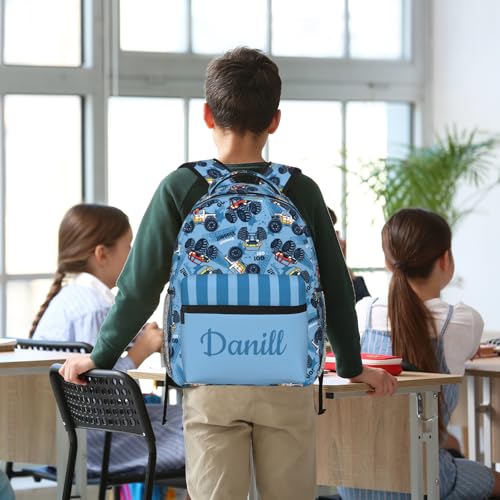 Custom Backpack for Boys, Personalized Truck Backpack with Name, Customized School Bookbag for Kids16in4