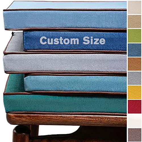 Coussin Banc Personnalisé, Personnaliser Coussin pour siège de fenêtre de meuble de patio d'intérieur d'extérieur, Amovible lavable, Tissu de lin avec tissu imperméable en option, Chenille-Bleu clair Cover