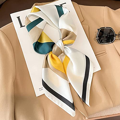 Fashion and Elegant Silk Feeling Scarf Square Satin Retro Style Sunscreen Head Scarf for Women 27.5" × 27.5"