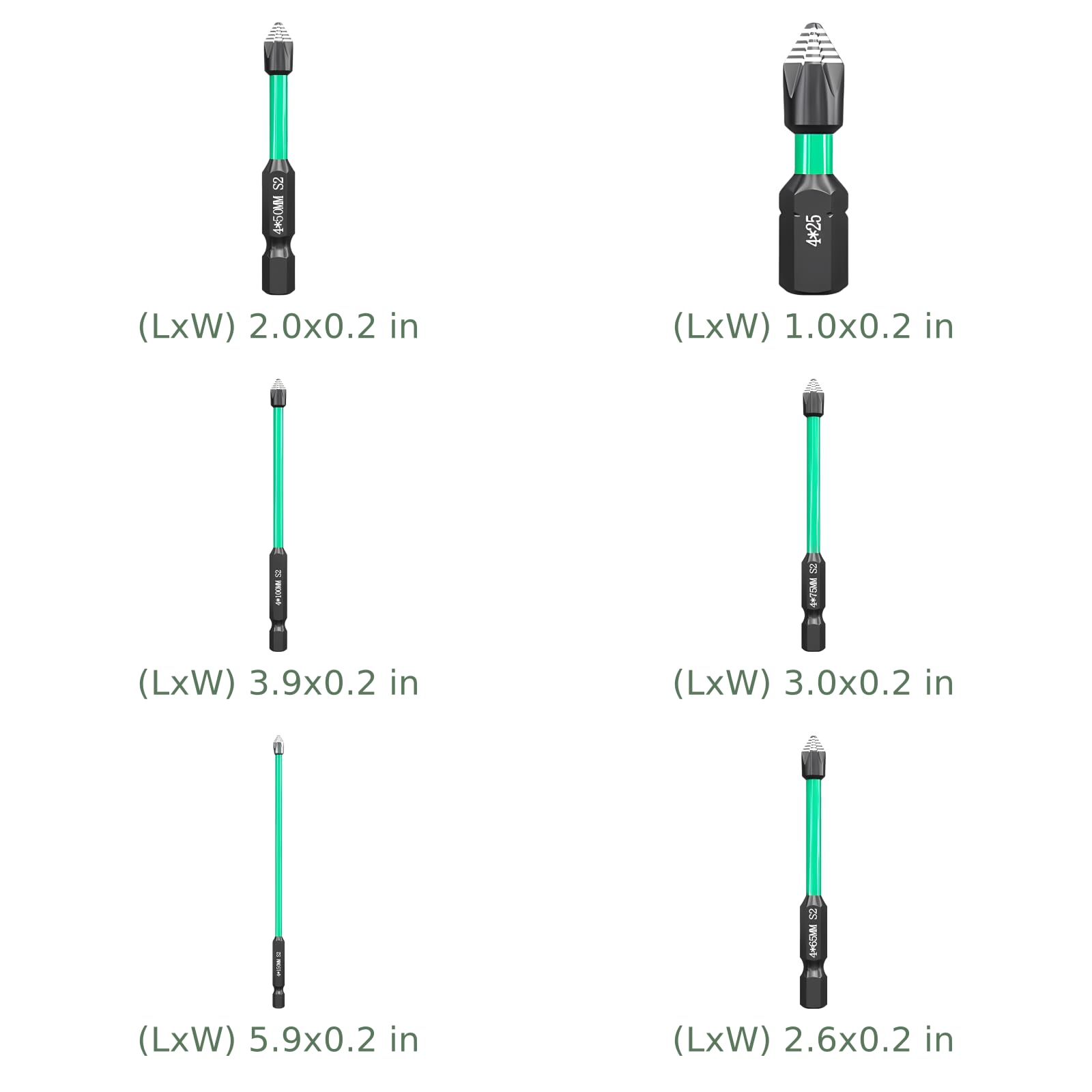 6 embouts de tournevis, jeu d'embouts d'impact en acier S2, PH2 antidérapants avec aimantiseur, pointes absorbant les chocs pour tournevis électrique, outil pour réparation maison et auto