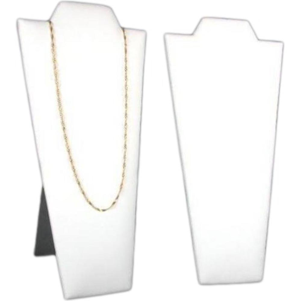 FindingKing 2 Necklace Pendant Displays Busts White Leather Easel