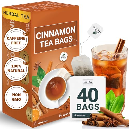 Image of LeafLea Pure Cinnamon Tea Bags, Naturally Sweet, Caffeine-Free, 40 Count