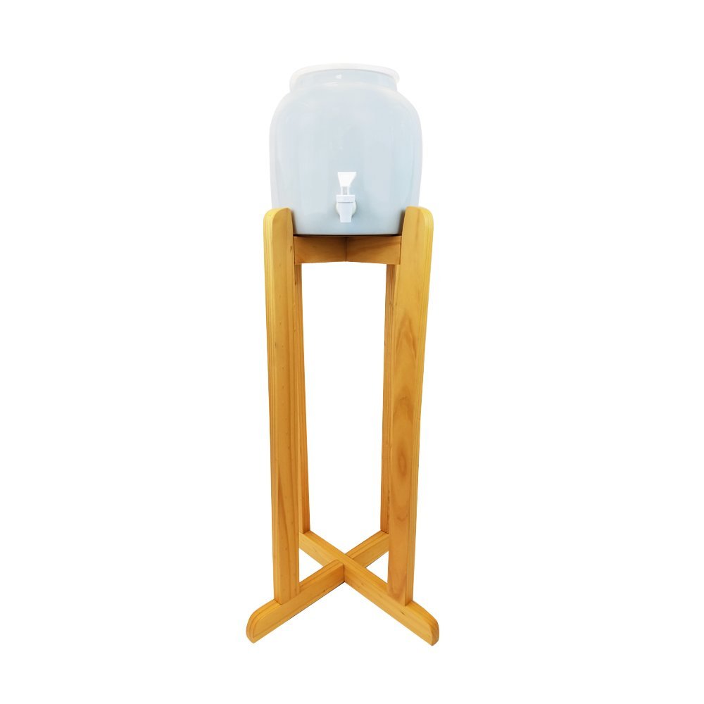Buy For Your Water 27in Solid Oak Wood Floor Stand with White Ceramic Water Crock Dispenser