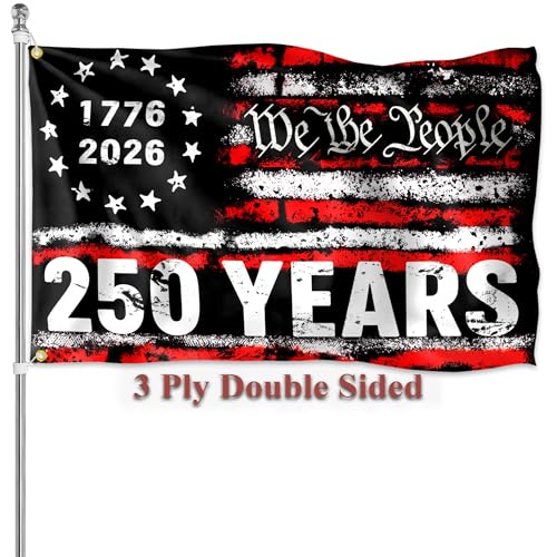 250 Years America Flag 3x5 Ft Outdoor Double Sided 3 Ply 250th Anniversary 1776 2026 Semiquincentennial Flag for Outside House Indoor Yard Patriotic Banner Decor