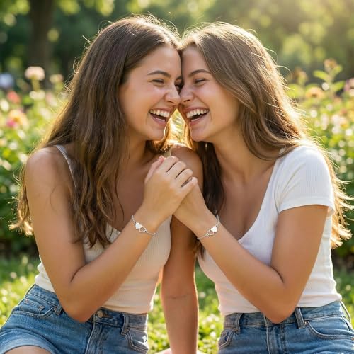 Image of 2 & 3 Pcs Triple Heart Link Sister BFF Bangle Bracelet Set | Matching Bestie Friendship Jewelry, Mother's Day Graduation Gifts for Women Teengirls