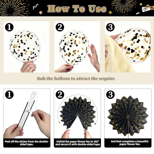 Image of Party Spot！2026 Graduation Party Decorations-Class of 2026 Backdrop,Gold and Black Graduation Party Decoration Set,Congrats Grad Banner,Hanging Swirl & Honeycomb Party Decor for Graduation
