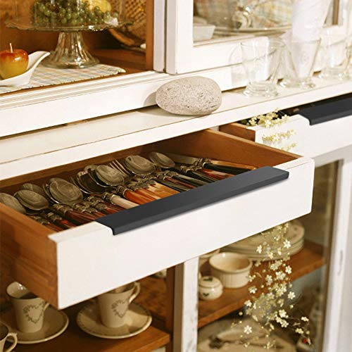 JNRFTY 10Pcs Mount Finger Edge Pull,Hidden Drawer Pulls,Aluminum Hidden Handle Concealed Tab Pulls for Home Kitchen Door Drawer Cabinet (Black,120mm Total Length) - Image 3