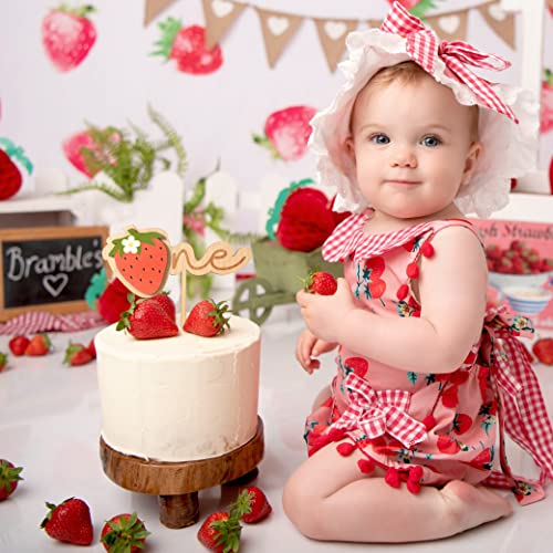 Sweet One Strawberry 1St Birthday Wood Cake Topper - Strawberry One Cake Topper,Natural Wood Cake Topper,First Birthday Cake Topper,Rustic Cake Topper, Cake Smash (Strawberry Ct) #TOP3
