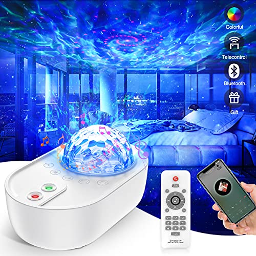 Super Cheap 🛒 Galaxy Star Projector Night Light Ocean Wave Star Lamp Sky Projector with Bluetooth Music Speaker and Remote Control Galaxy Ceiling Projector LED Light for Bedroom Party Baby Kids Adults Gift