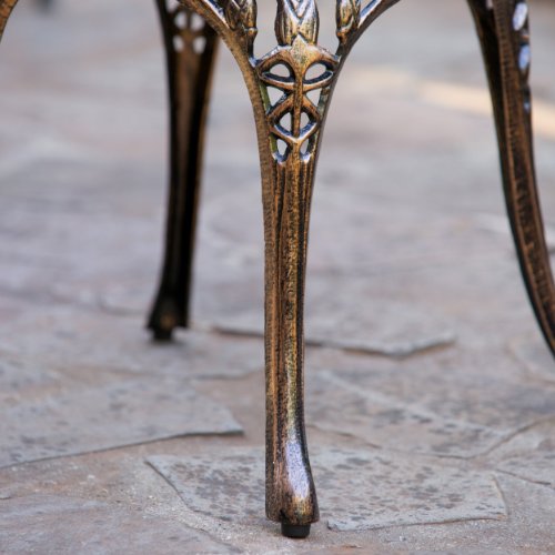 Christopher Knight Home Nassau Outdoor Cast Aluminum Bistro Furniture Set, 3-Pcs Set, Brown #TOP6