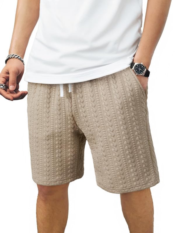 JMIERR Herren Textured Shorts Sommer Kordelzug Jogginghose Kurz Elastische Taille Sweathose Regular Fit Gymshorts Mit Taschen S-3XL