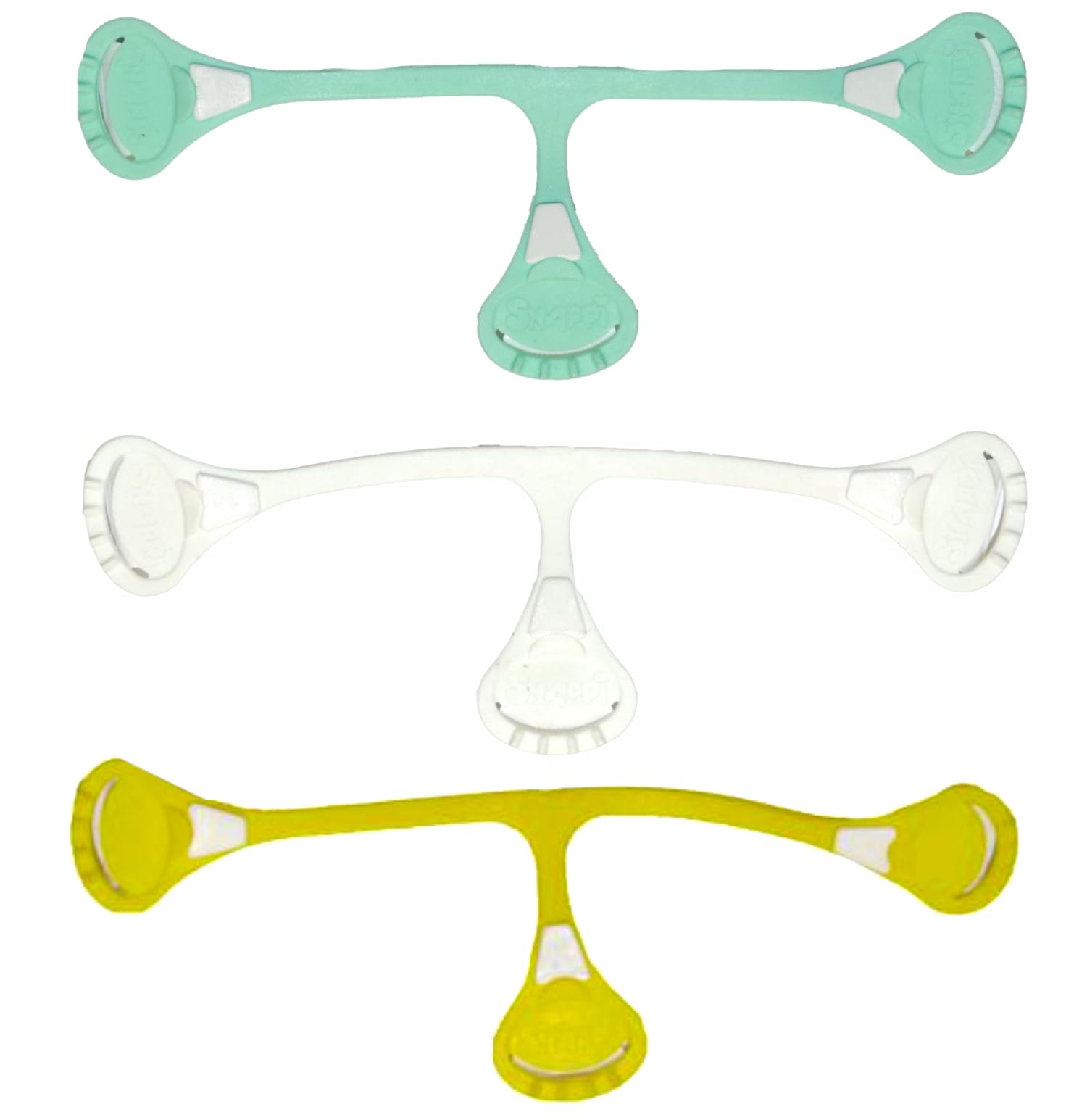Snappi Attaches pour langes pré-pliés en mousseline | Lot de 3 | Taille 1 (petite taille) (vert clair/turquoise/blanc/jaune)