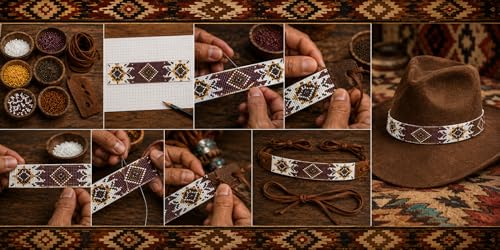 Image of Cowboy Western Beaded Hat Band Rodeo Style Handmade