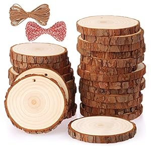 Fuyit Natural Wood Slices 25 Pcs 3.1-3.5 Inches Craft Wood Kit Unfinished Predrilled with Hole Wooden Circles Tree Slices for Arts and Crafts Christmas Ornaments DIY Crafts Fuyit Natural Wood Slices 25 Pcs 31 35 Inches Craft Wood Kit Unfinished Predrilled with Hole Wooden Circles Tree Slices for Arts and Crafts Christmas Ornaments DIY Crafts