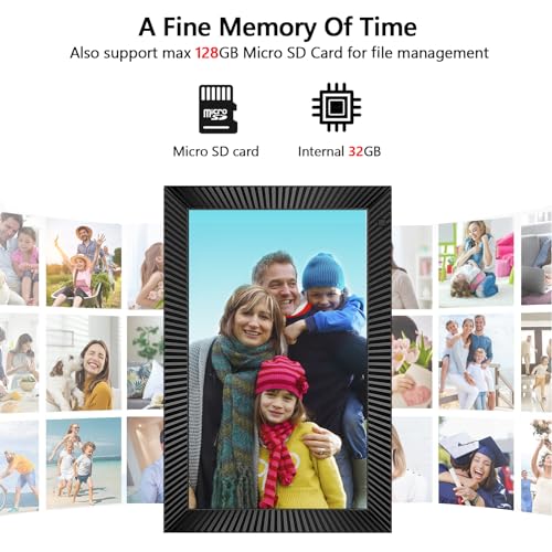 Image of Frameo WiFi Digital Photo Frame 10.1 Inch, 32GB IPS Touch Screen, Digital Picture Frame with Auto-Rotate, Wall Mountable, Share Photos&Videos via Frameo APP, for Parents Grandparents