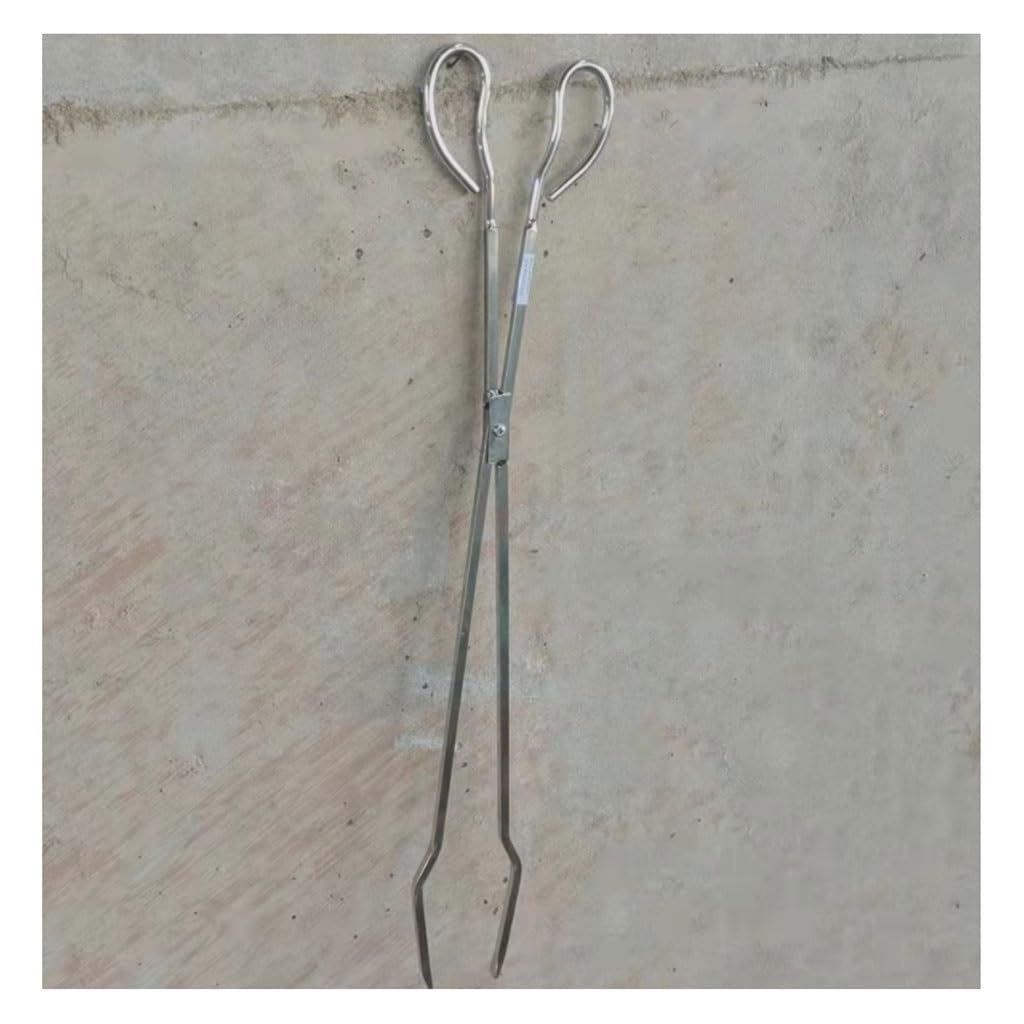 Pinzas de acero inoxidable, largas pinzas para leña para barbacoa, estufa exterior y pinzas de leña (68 cm)