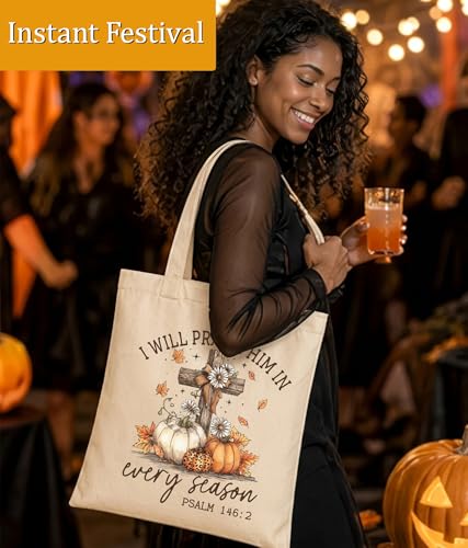 Image of Aesthetic Christian Gifts Tote Bag for Church, Religious Tote Bag for Bible Study, Medium Size with Inner Pocket