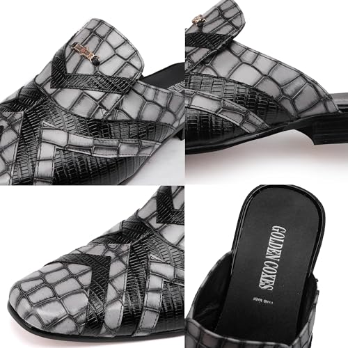 Men’s Loafer Mules Slip-On Dress Sandals Casual Leather Backless Mule Shoes with Buckle for Formal, Business, Party3