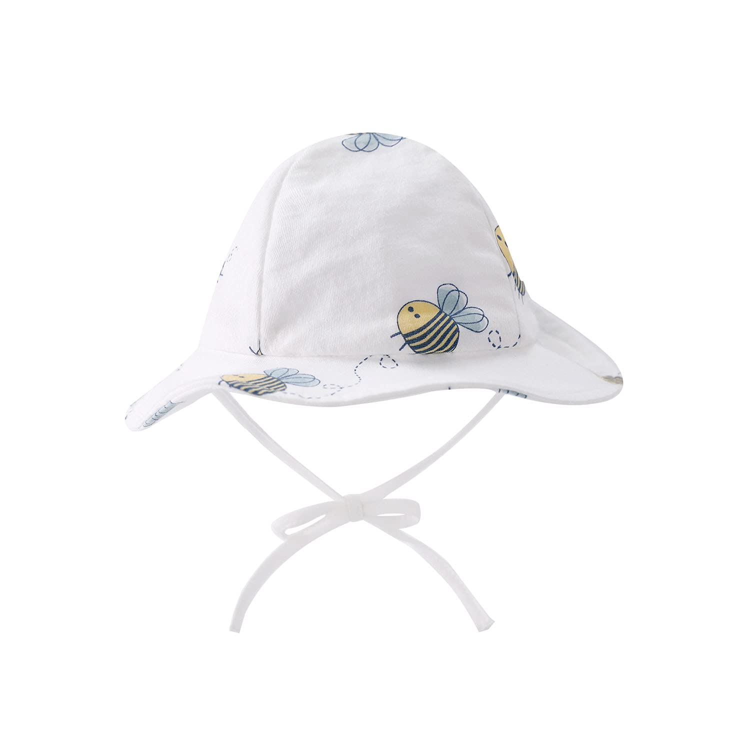 purebornNewborn Unisex Baby Sun Hat Wide Brims Bucket Hat Sun Protection with Straps