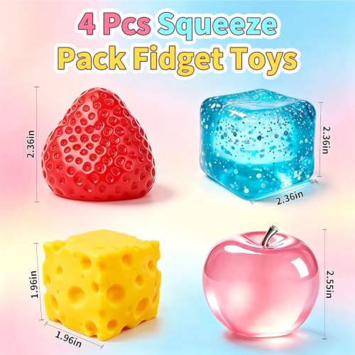 4 Pcs Squeeze Toys Set, Slow Rising Fidget Toy, Stress Relief for Adults view 3